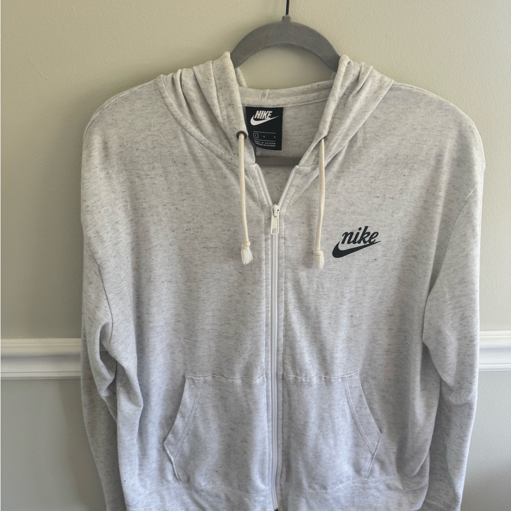 Nike White Zip-Up Hoodie, Large